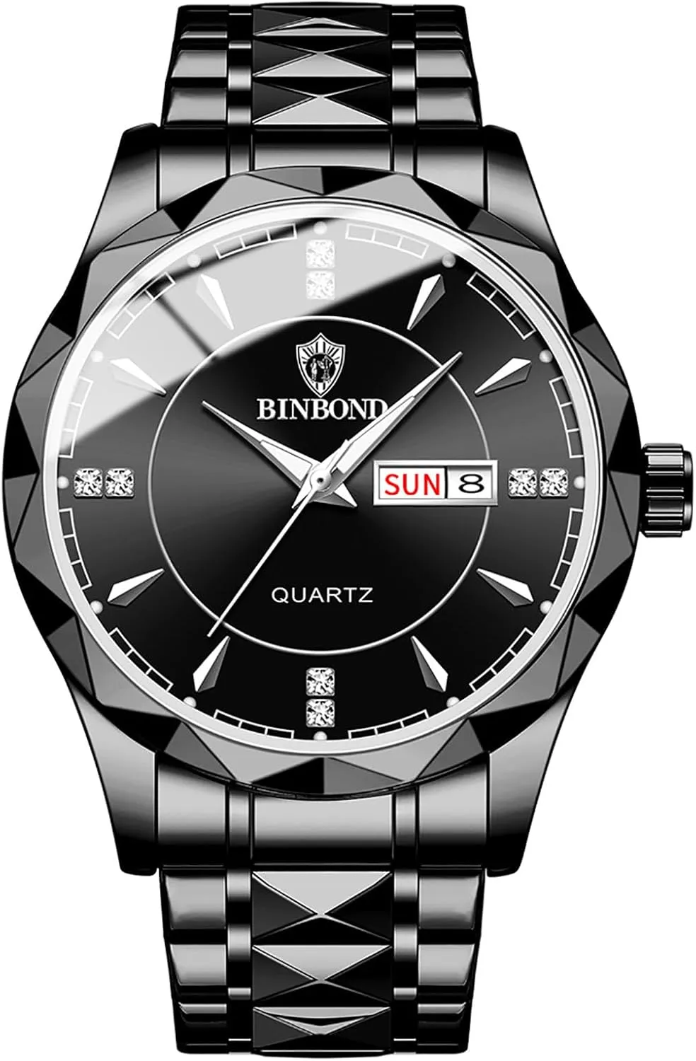 OIDEA Stainless Steel Mens Watches: Luxury Rhombus Analog Quartz Wrist Watches for Men Waterproof Luminous Day Date Watch Casual Business Dress Watch