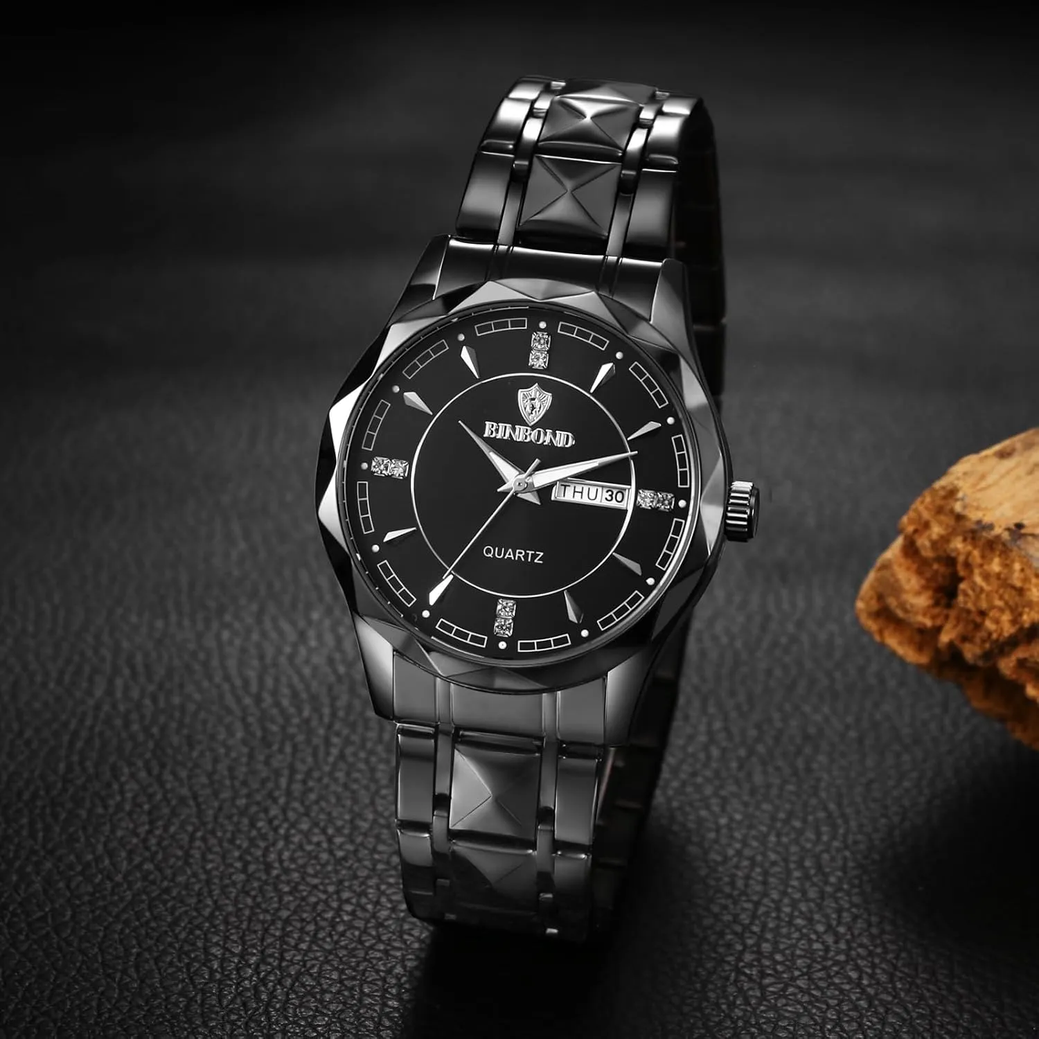 OIDEA Stainless Steel Mens Watches: Luxury Rhombus Analog Quartz Wrist Watches for Men Waterproof Luminous Day Date Watch Casual Business Dress Watch