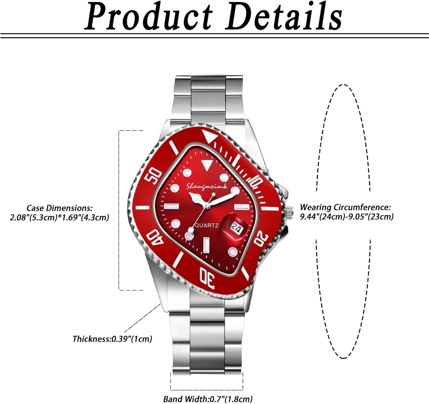 OIDEA Stainless Steel Watches for Men: Fashion Special Shaped Dial Analog Quartz Wrist Watch Waterproof Luminous Magnifying Glass Calendar Business Casual Dress Watch