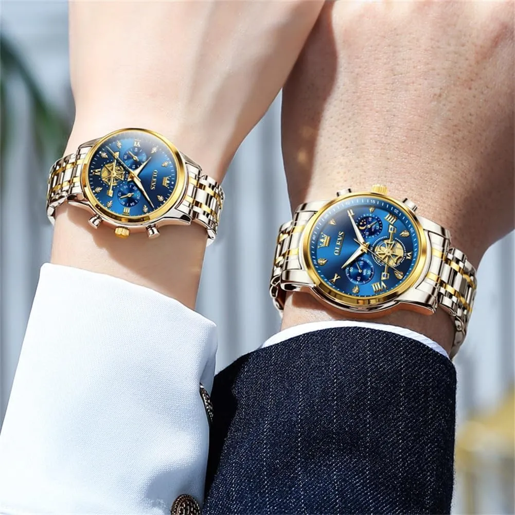 OLEVS Couple Watch Valentines Couple Matching Watches His and Her Couple Set Wrist Watch Men and Women Lovers Wedding Romantic Gifts Set of 2