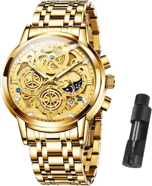OLEVS Watch Men Stainless Steel Watches Luxury Diamond Chronograph Multifunction Men Wrist Watch with Date Business Classic Dress Watch for Men Gift for Men reloj de Hombre