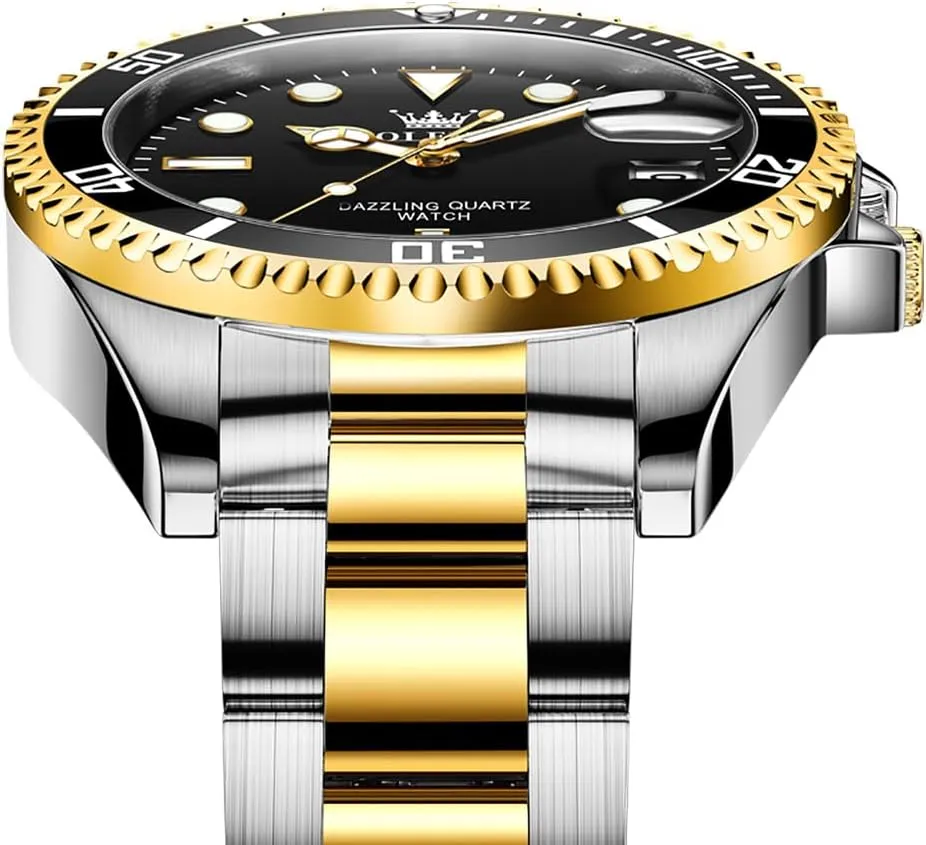 OLEVS Watches for Men Fashion Business Waterproof Analog Stainless Date Week Diamond Luminous Mens Watch