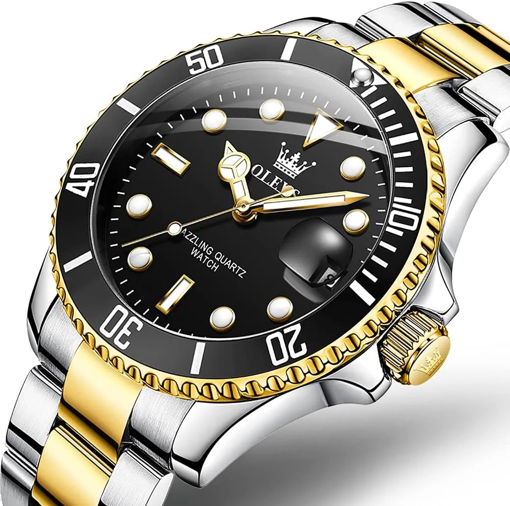 OLEVS Watches for Men Fashion Business Waterproof Analog Stainless Date Week Diamond Luminous Mens Watch