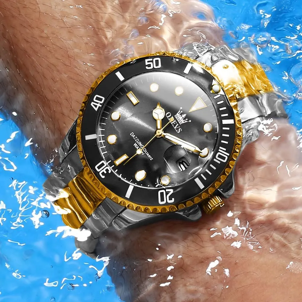 OLEVS Watches for Men Fashion Business Waterproof Analog Stainless Date Week Diamond Luminous Mens Watch