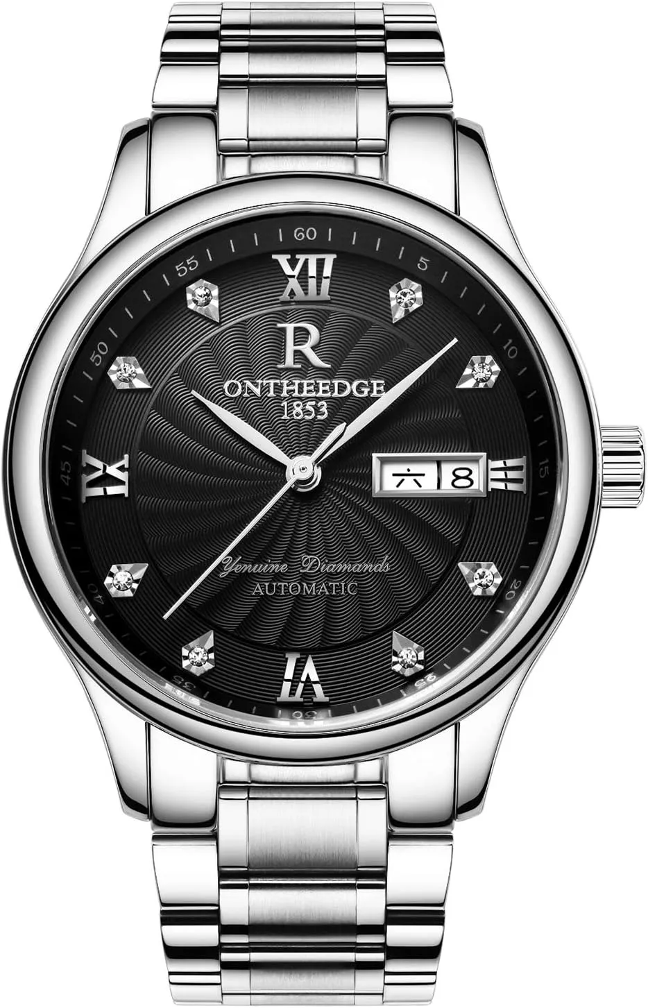 ONTHEEDGE Men Lxuury Business Dress Style Automatic Mechanical Watches Stainless Steel Male Wristwatch