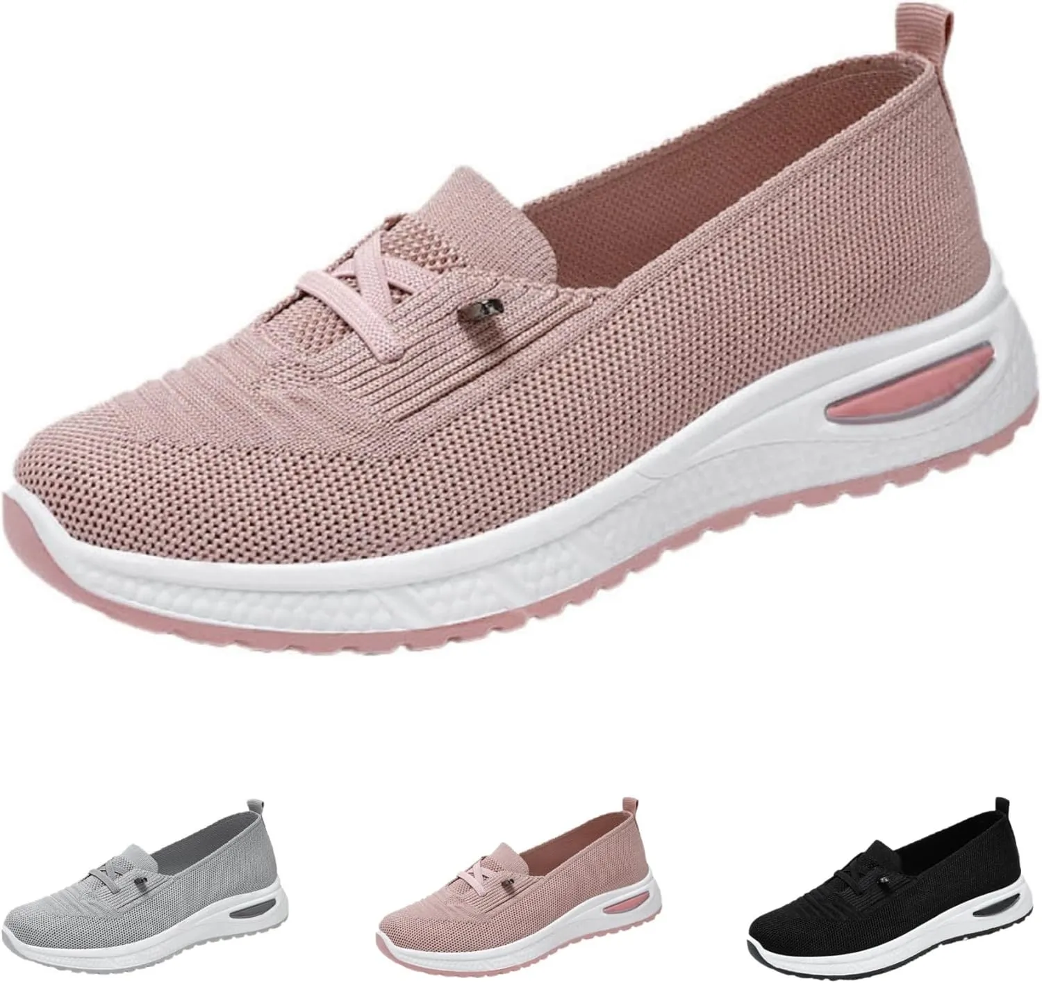 Orthopedic Shoes for Women Slip ons Breathable Mesh Knitted Woven Low Top Comfortable Arch Support Non-Slip Walking Shoes