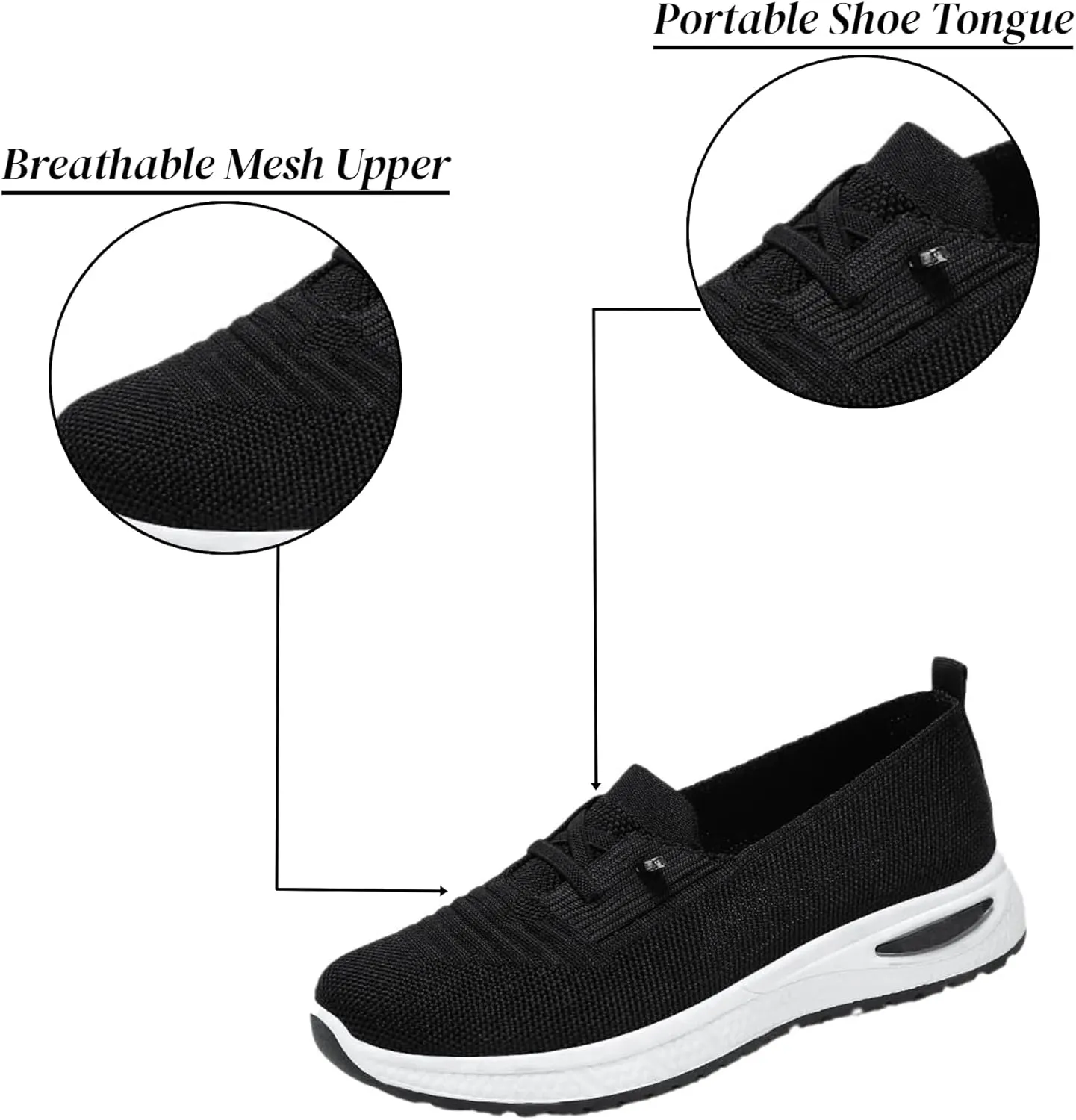 Orthopedic Shoes for Women Slip ons Breathable Mesh Knitted Woven Low Top Comfortable Arch Support Non-Slip Walking Shoes