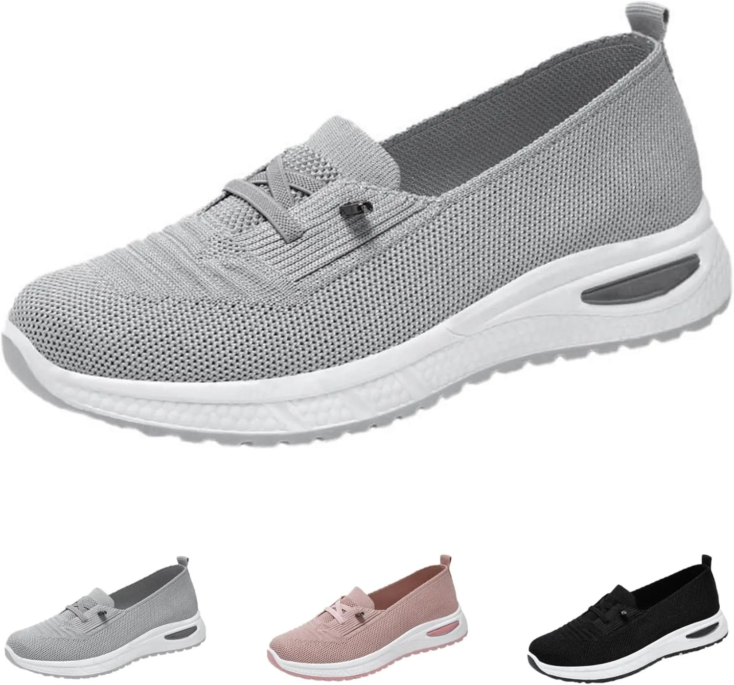 Orthopedic Shoes for Women Slip ons Breathable Mesh Knitted Woven Low Top Comfortable Arch Support Non-Slip Walking Shoes