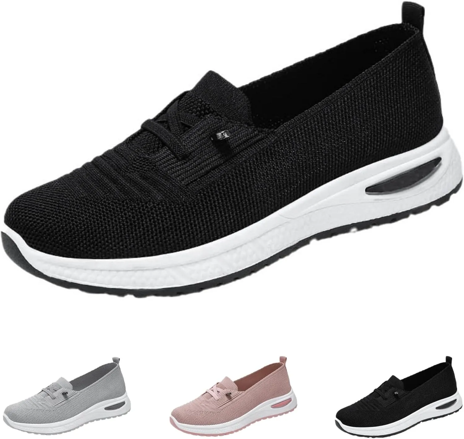 Orthopedic Shoes for Women Slip ons Breathable Mesh Knitted Woven Low Top Comfortable Arch Support Non-Slip Walking Shoes