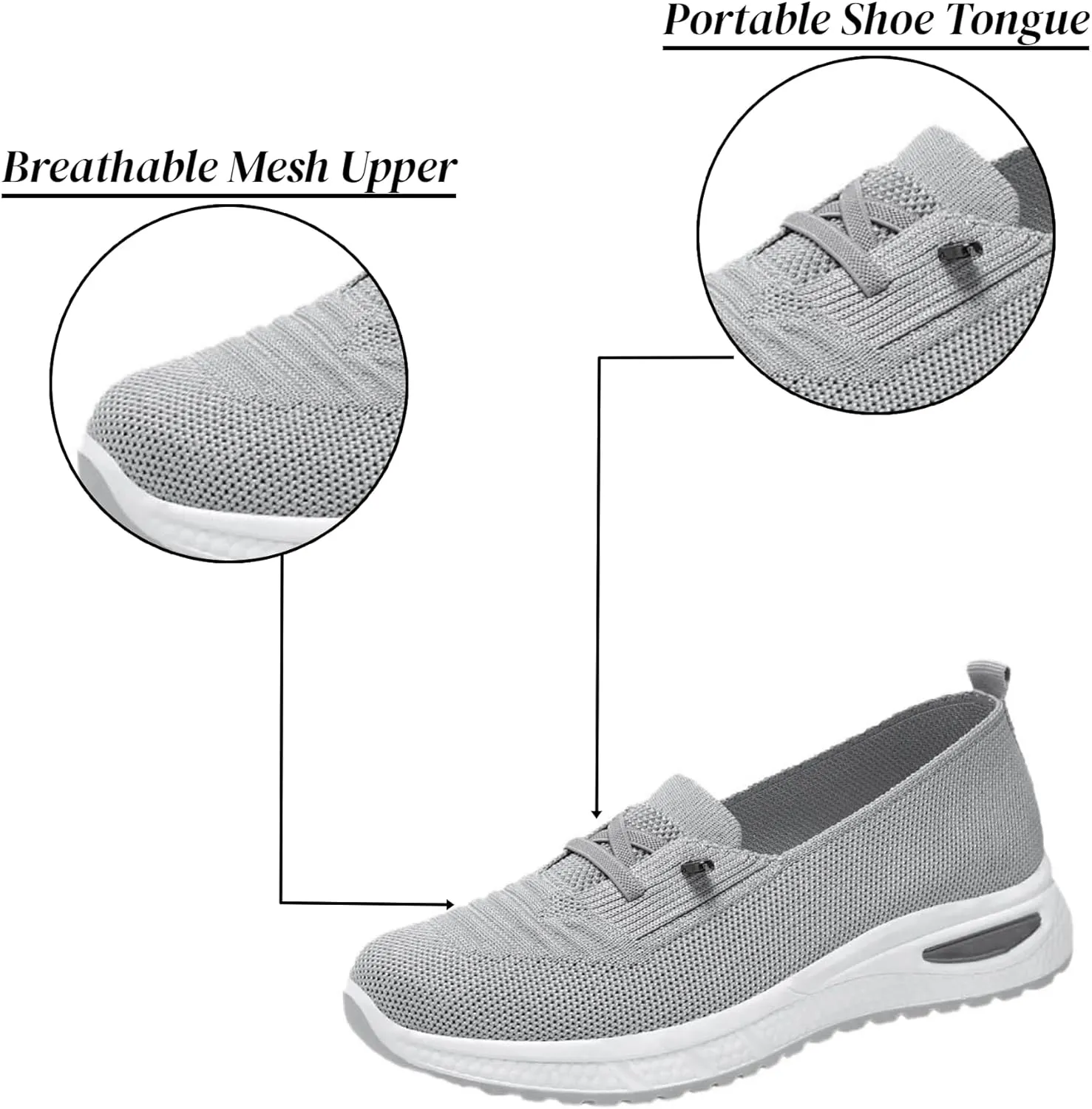 Orthopedic Shoes for Women Slip ons Breathable Mesh Knitted Woven Low Top Comfortable Arch Support Non-Slip Walking Shoes
