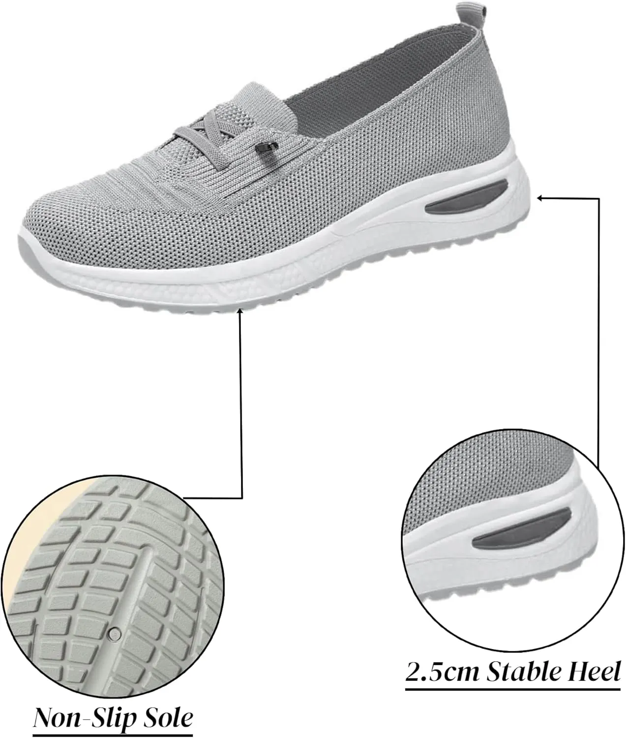 Orthopedic Shoes for Women Slip ons Breathable Mesh Knitted Woven Low Top Lightweight Arch Support Non-Slip Walking Shoes