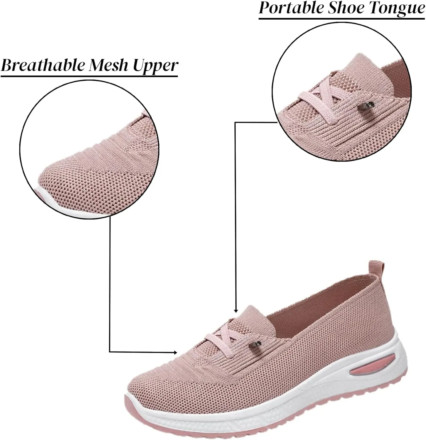Orthopedic Shoes for Women Slip ons Breathable Mesh Knitted Woven Low Top Lightweight Arch Support Non-Slip Walking Shoes