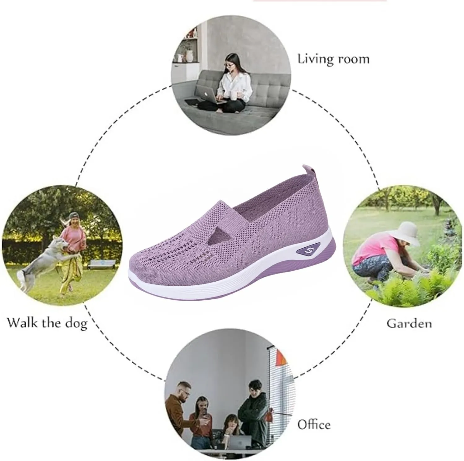 Orthopedic Shoes for Women Slip Ons Comfort Breathable Knitted Mesh Lightweight Soft Sole Sneakers Non-Slip Walking Shoe