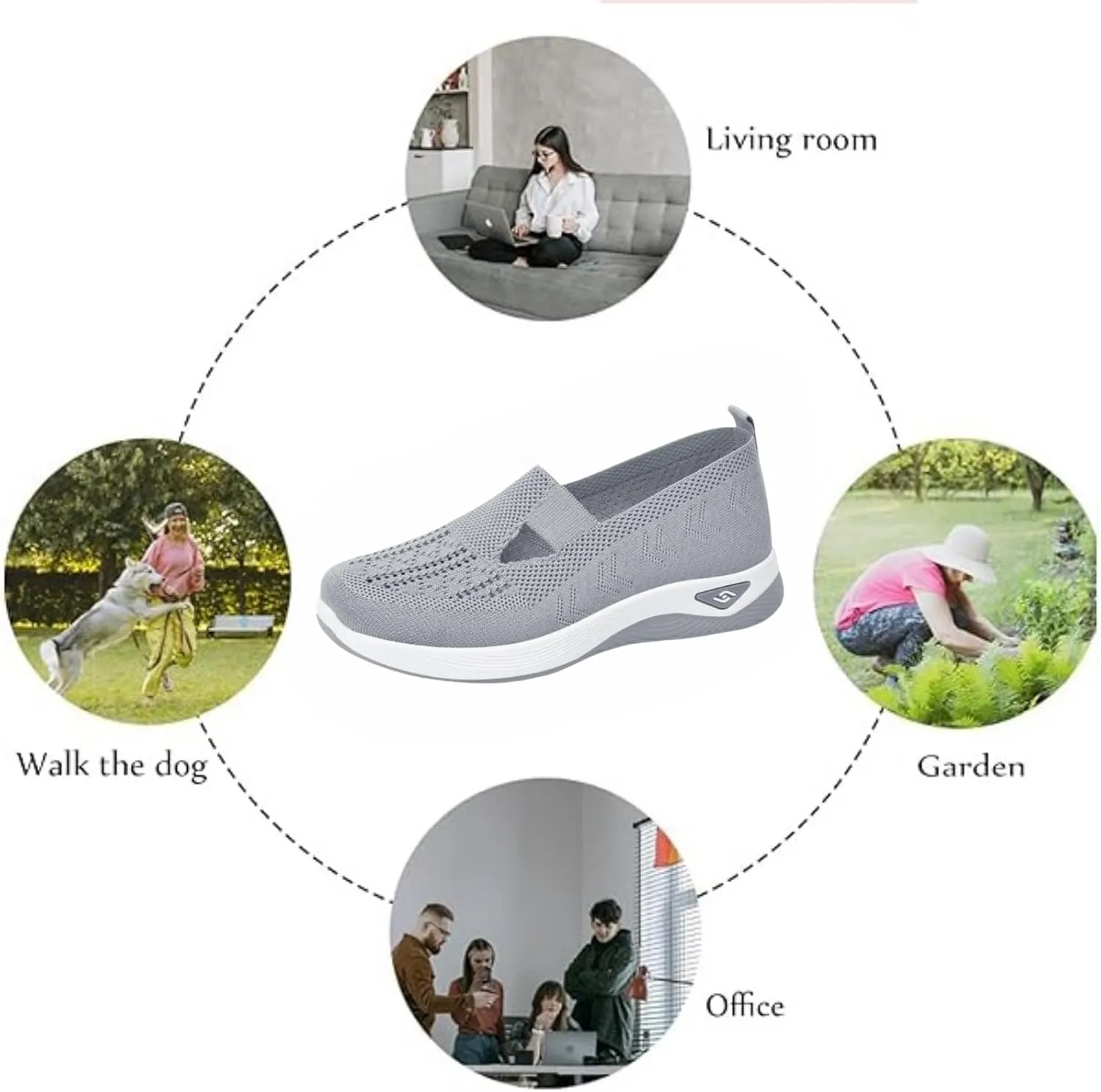 Orthopedic Shoes for Women Slip Ons Comfort Breathable Knitted Mesh Lightweight Soft Sole Sneakers Non-Slip Walking Shoe