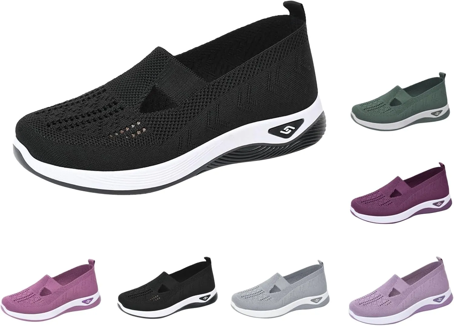 Orthopedic Shoes for Women Slip Ons Comfort Breathable Knitted Mesh Lightweight Soft Sole Sneakers Non-Slip Walking Shoe