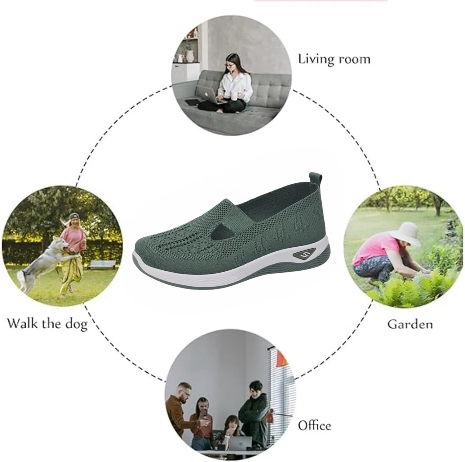 Orthopedic Shoes for Women Slip Ons Comfort Breathable Knitted Mesh Lightweight Soft Sole Sneakers Non-Slip Walking Shoe