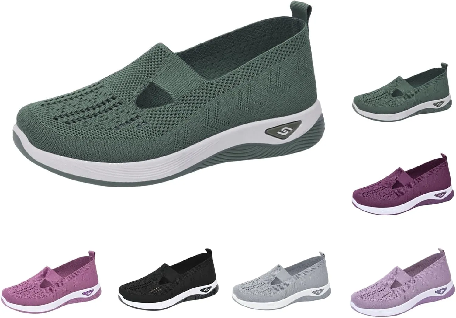 Orthopedic Shoes for Women Slip Ons Comfort Breathable Knitted Mesh Lightweight Soft Sole Sneakers Non-Slip Walking Shoe