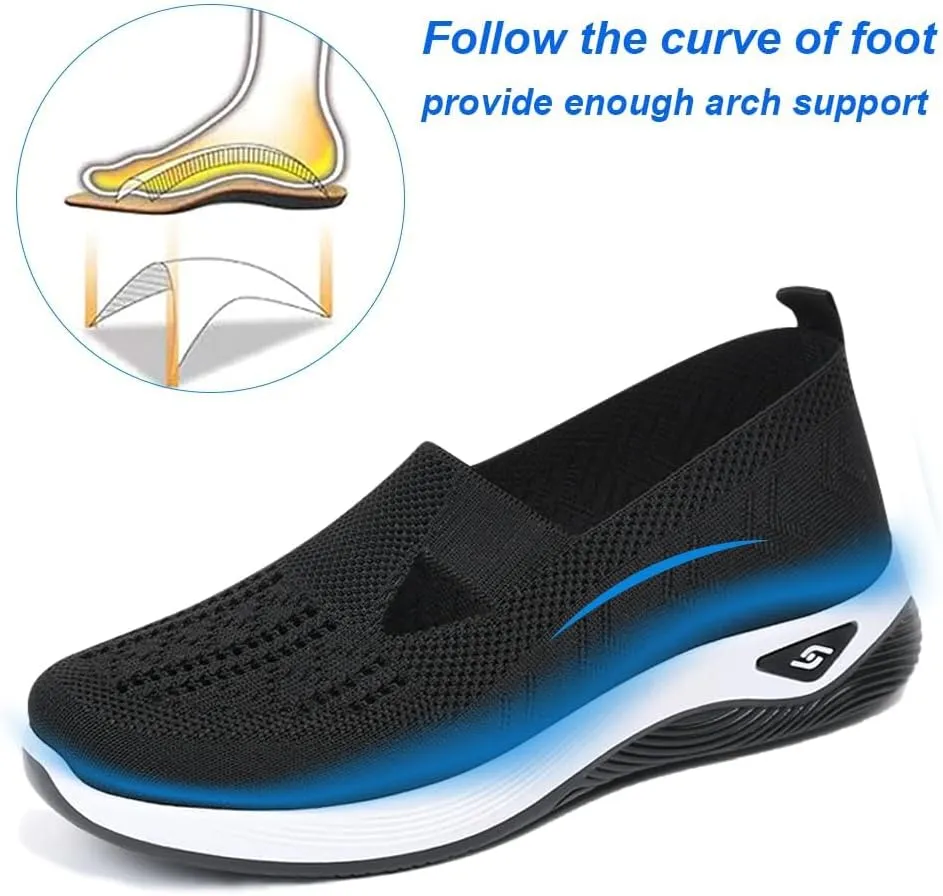 Orthopedic Shoes for Women Slip Ons Comfort Breathable Knitted Mesh Lightweight Soft Sole Sneakers Non-Slip Walking Shoe
