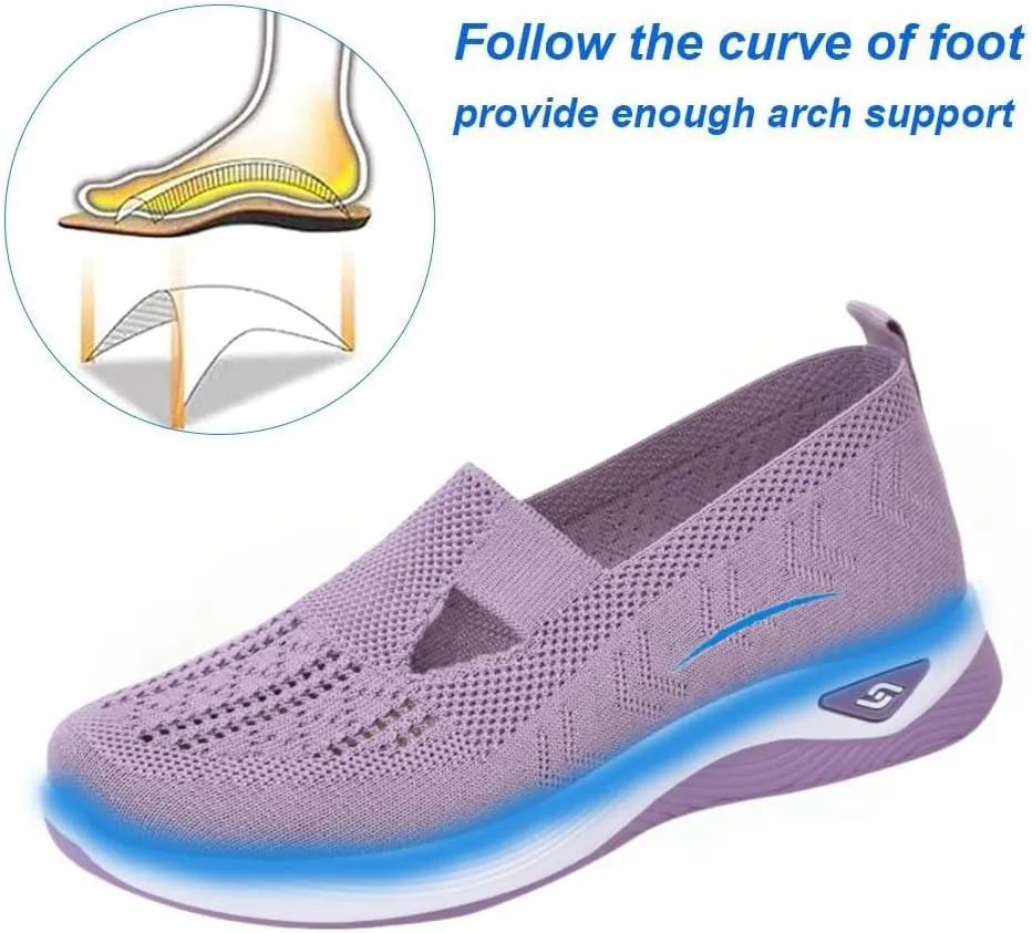 Orthopedic Shoes for Women Slip Ons Comfort Breathable Knitted Mesh Lightweight Soft Sole Sneakers Non-Slip Walking Shoe