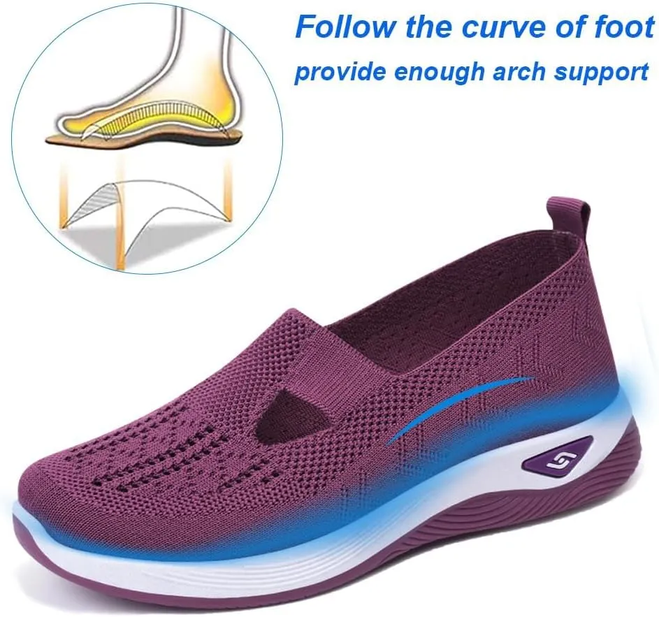 Orthopedic Shoes for Women Slip Ons Comfort Breathable Knitted Mesh Lightweight Soft Sole Sneakers Non-Slip Walking Shoe