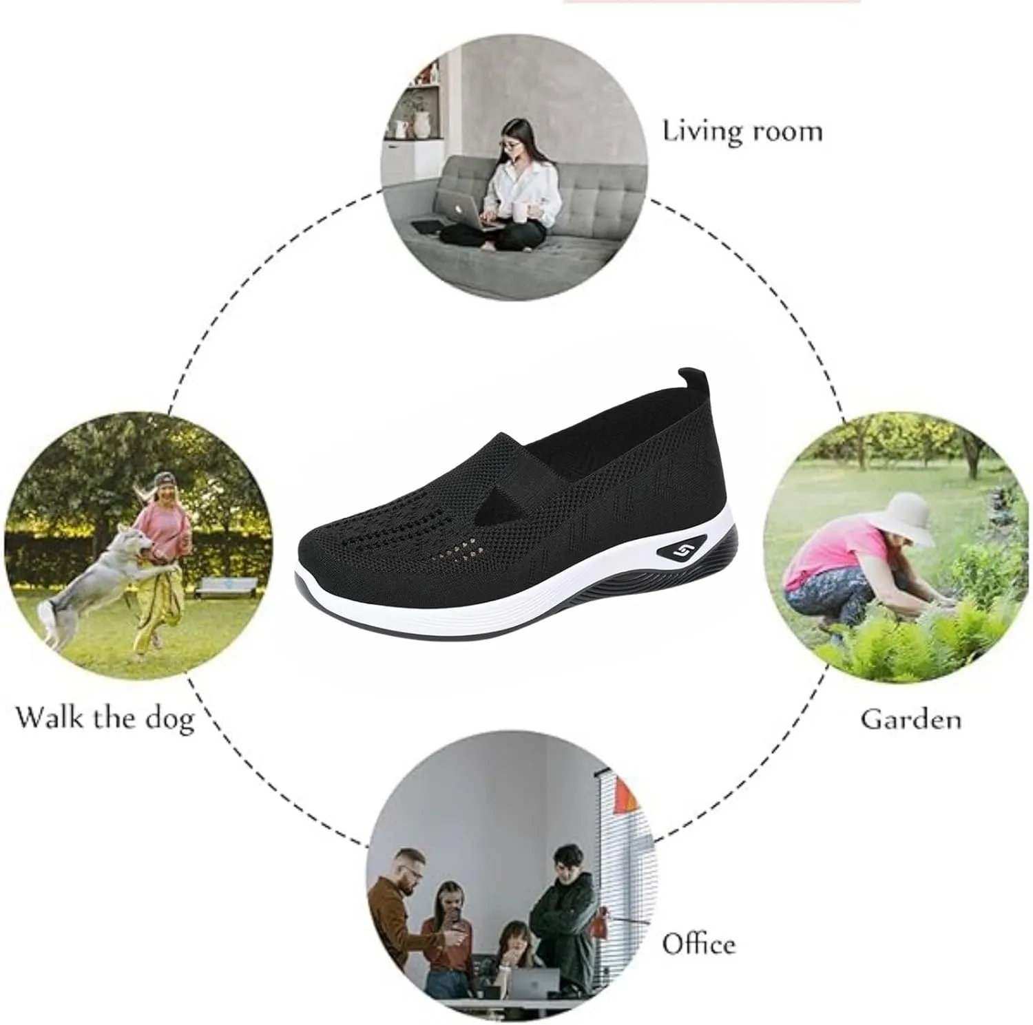 Orthopedic Shoes for Women Slip Ons Comfort Breathable Knitted Mesh Lightweight Soft Sole Sneakers Non-Slip Walking Shoe