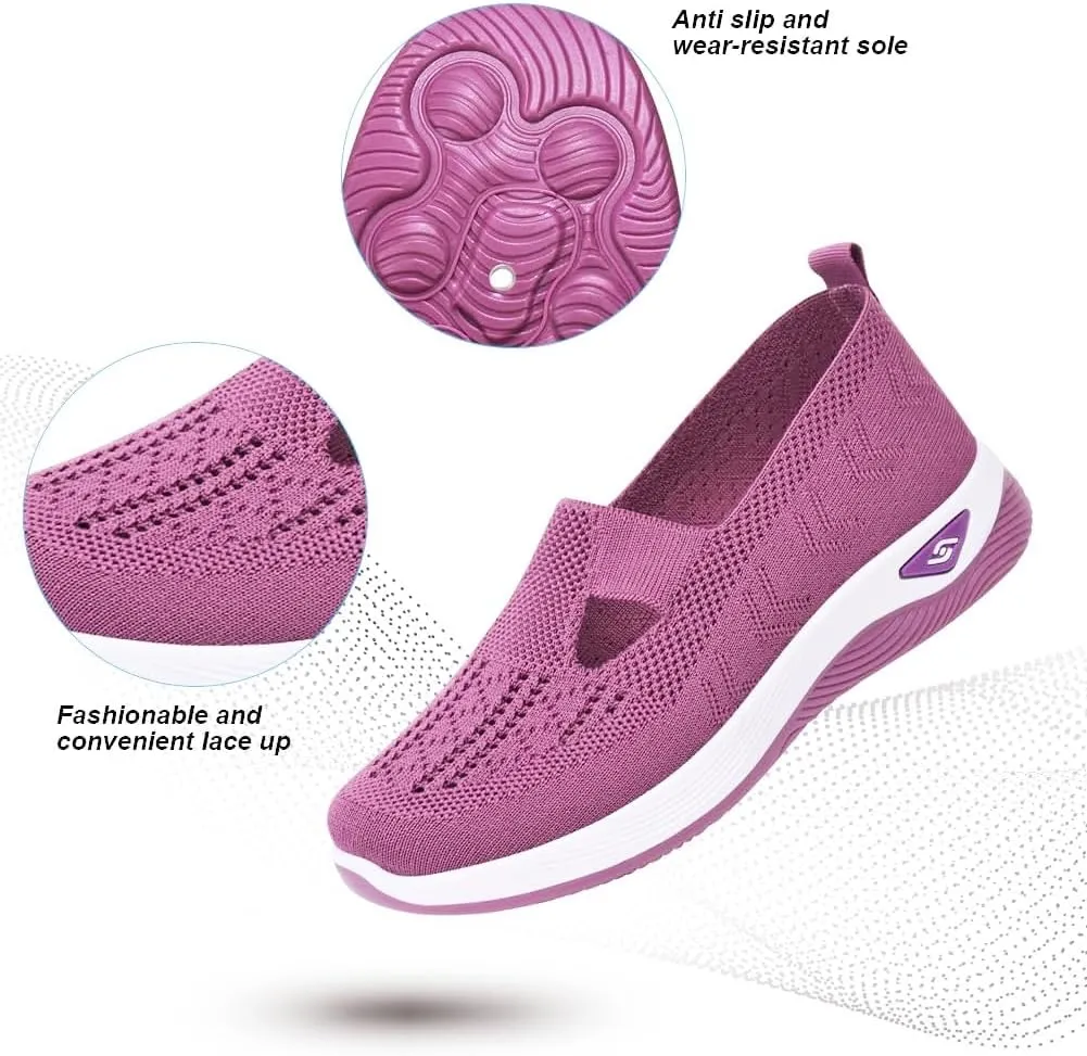 Orthopedic Shoes for Women Slip Ons Comfort Breathable Knitted Mesh Lightweight Soft Sole Sneakers Non-Slip Walking Shoe