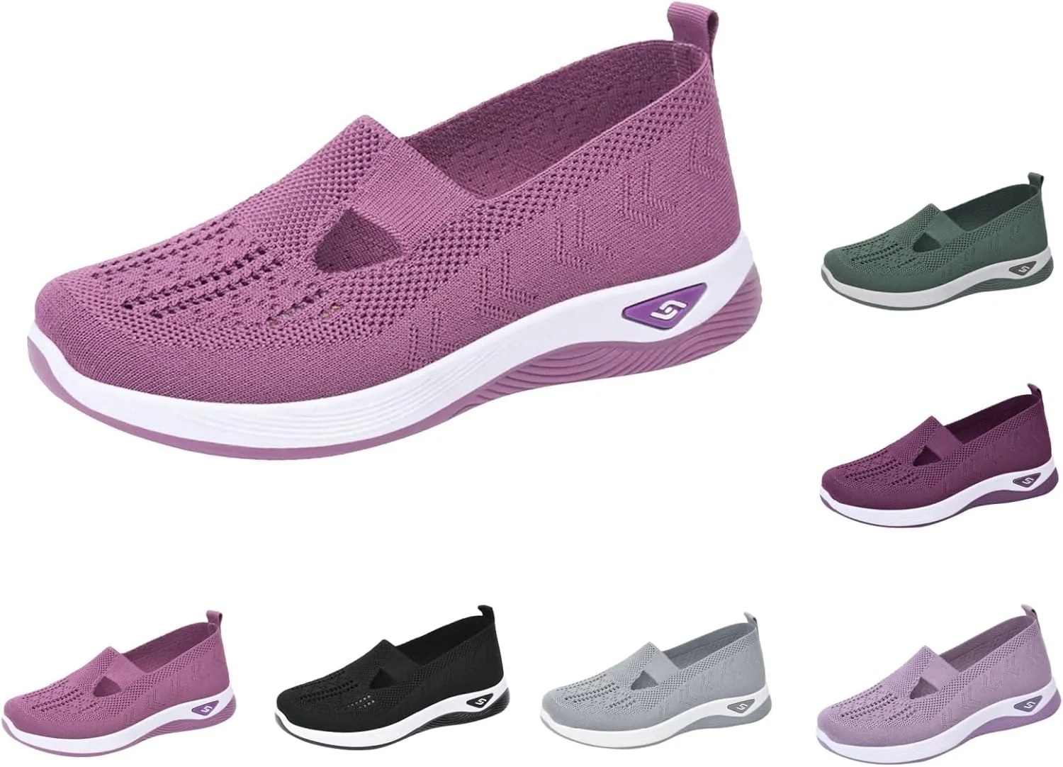 Orthopedic Shoes for Women Slip Ons Comfort Breathable Knitted Mesh Lightweight Soft Sole Sneakers Non-Slip Walking Shoe