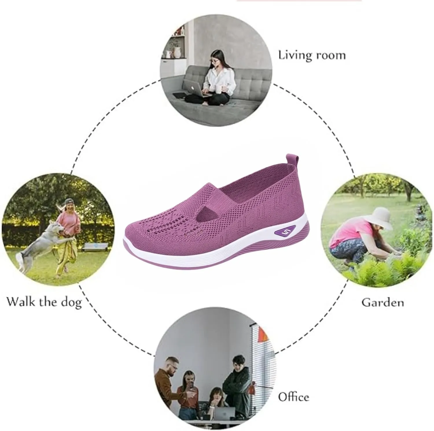 Orthopedic Shoes for Women Slip Ons Comfort Breathable Knitted Mesh Lightweight Soft Sole Sneakers Non-Slip Walking Shoe