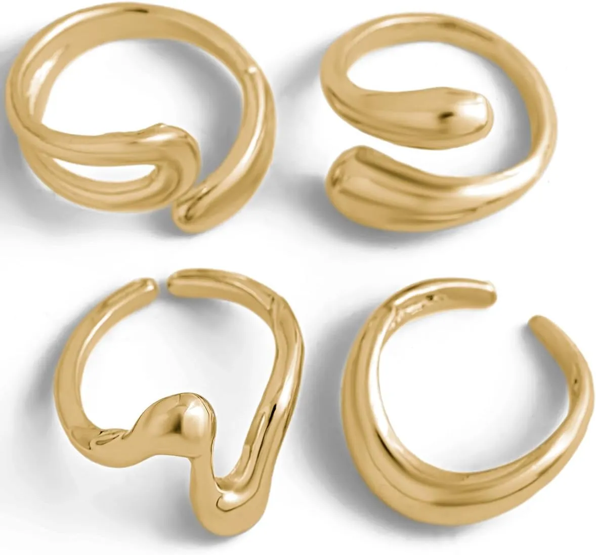 Otxas Chunky Gold Rings for Women Set Stackable Rings for Women Non Tarnish Adjustable Statement Gold Set Rings for Women Ring Jewelry for Women