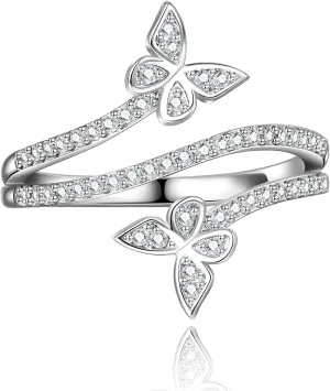 Otxas Silver Butterfly Ring for Women - Cute Engagement Jewelry