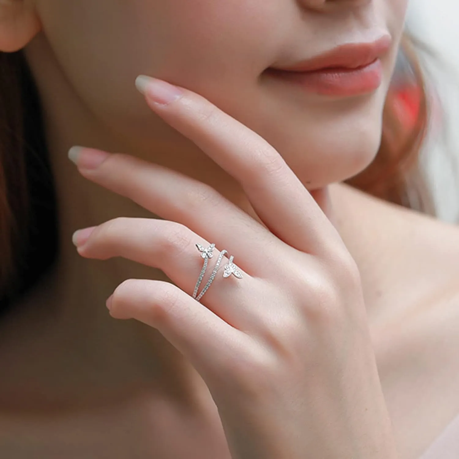 Otxas Silver Butterfly Ring for Women - Cute Engagement Jewelry