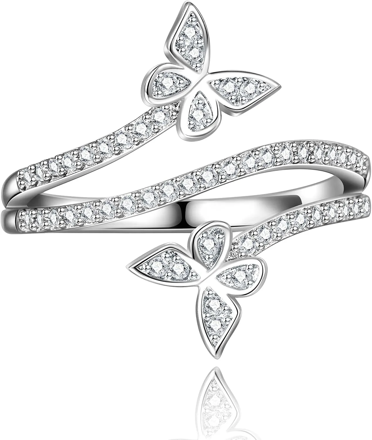 Otxas Silver Butterfly Ring for Women - Cute Engagement Jewelry