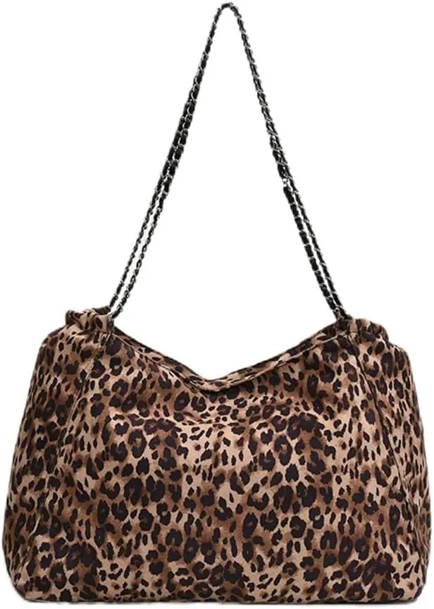 Oversized Leopard Print Shoulder Hobo Bag Cheetah Print Everything Tote Bag Large Size Canvas Leopard Handbag 2024