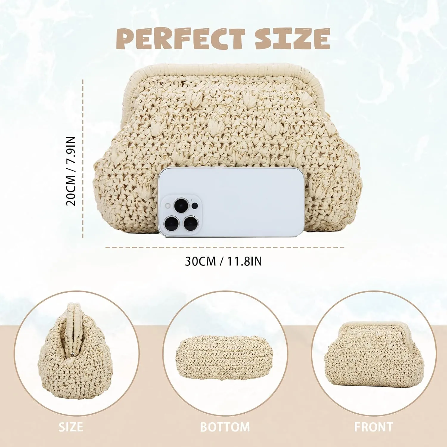 Oweisong Straw Clutch Purse for Women Summer Beach Bags Woven Evening Bags 2025 Wicker Shoulder Handbag for Vacation