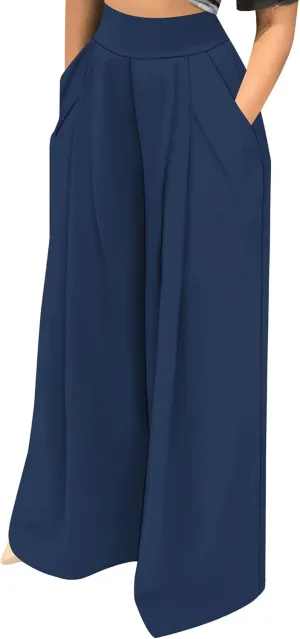 Palazzo Pants for Women Flowy Wide Leg High Waisted Trousers Long Dressy Bottoms