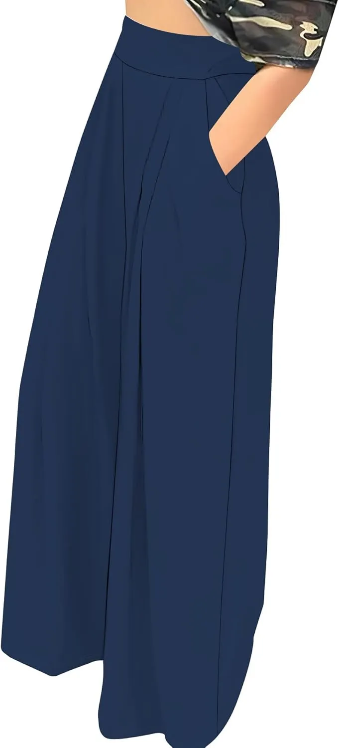 Palazzo Pants for Women Flowy Wide Leg High Waisted Trousers Long Dressy Bottoms