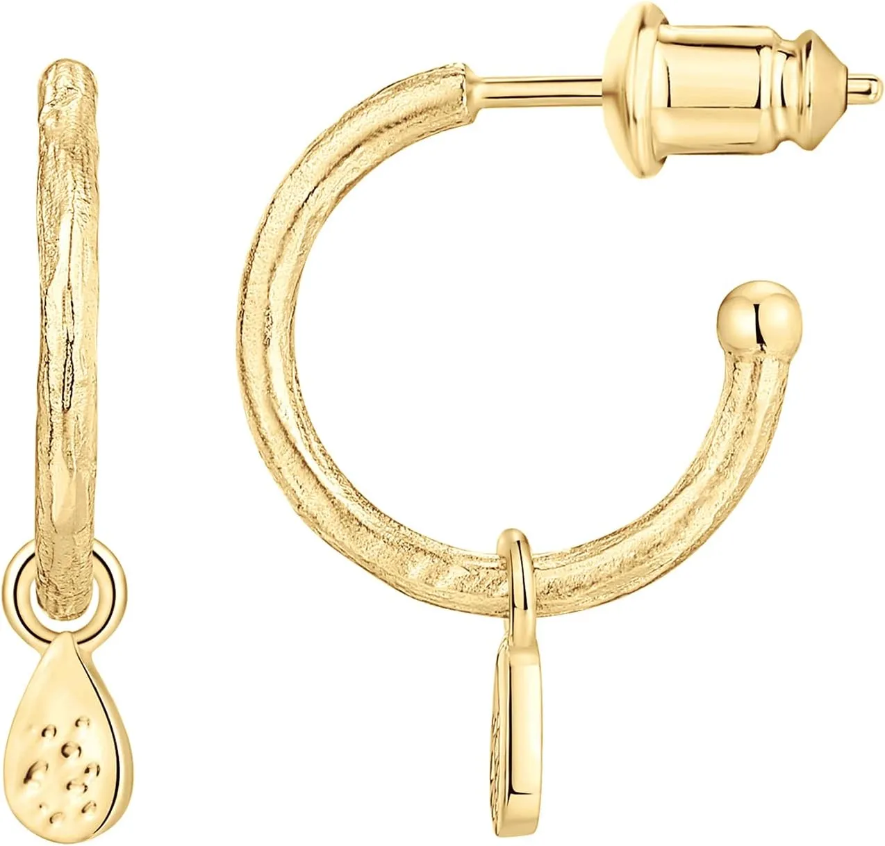 PAVOI 14K Gold Plated 925 Sterling Silver Post Huggie With Dangle | Small Hoop Earrings For Women | Trendy Dangle Hoop Earrings