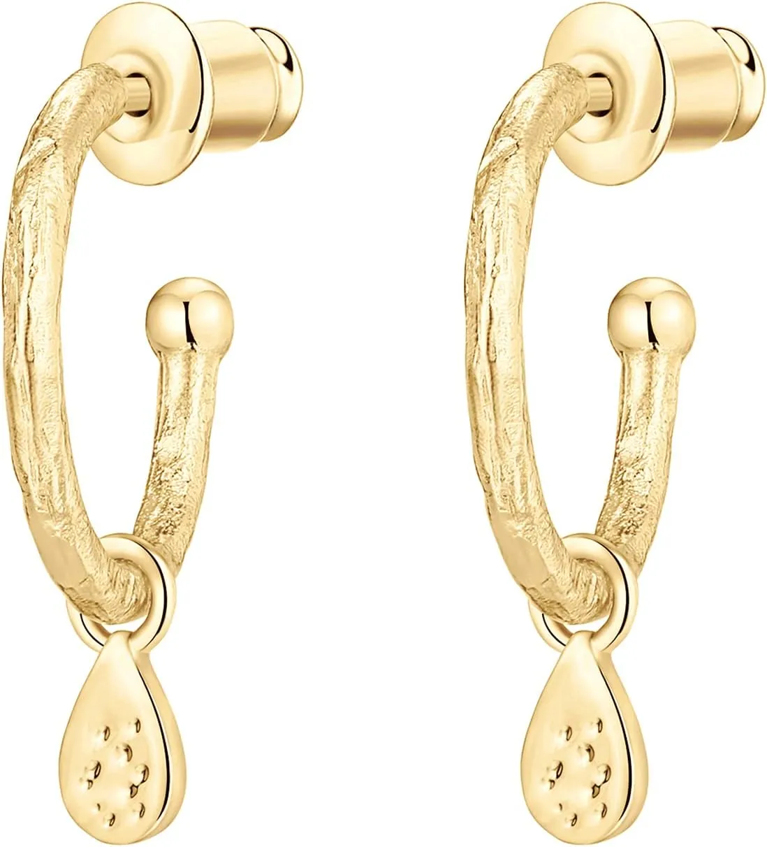 PAVOI 14K Gold Plated 925 Sterling Silver Post Huggie With Dangle | Small Hoop Earrings For Women | Trendy Dangle Hoop Earrings