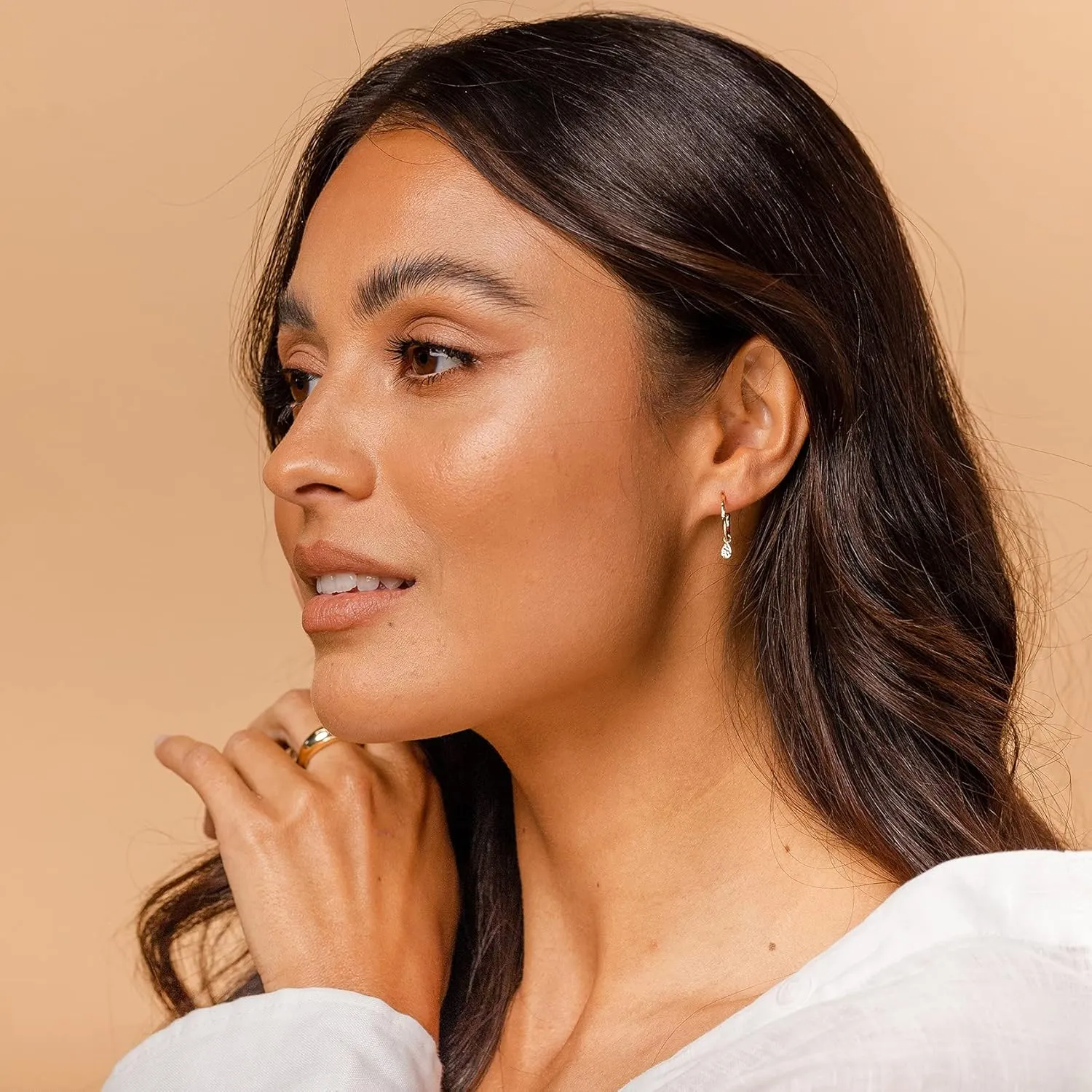 PAVOI 14K Gold Plated 925 Sterling Silver Post Huggie With Dangle | Small Hoop Earrings For Women | Trendy Dangle Hoop Earrings