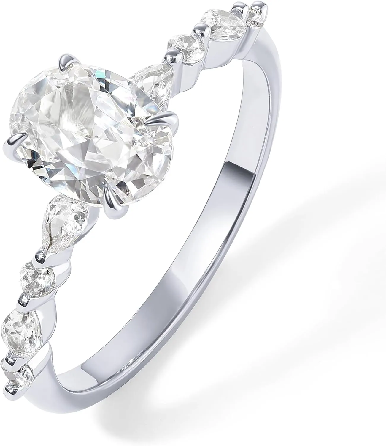 PAVOI 14K Gold Plated Engagement Ring for Women - Cubic Zirconia Wedding Band for Women - Oval Women's Fake Engagement Ring