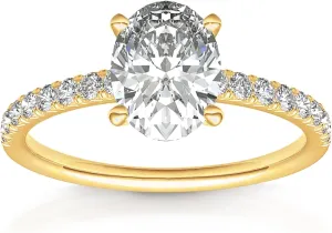 PAVOI 14K Gold Plated Engagement Rings for Women | Promise Wedding Band | 3CT Cushion Cut Round Oval Cubic Zirconia Fake Engagement Ring
