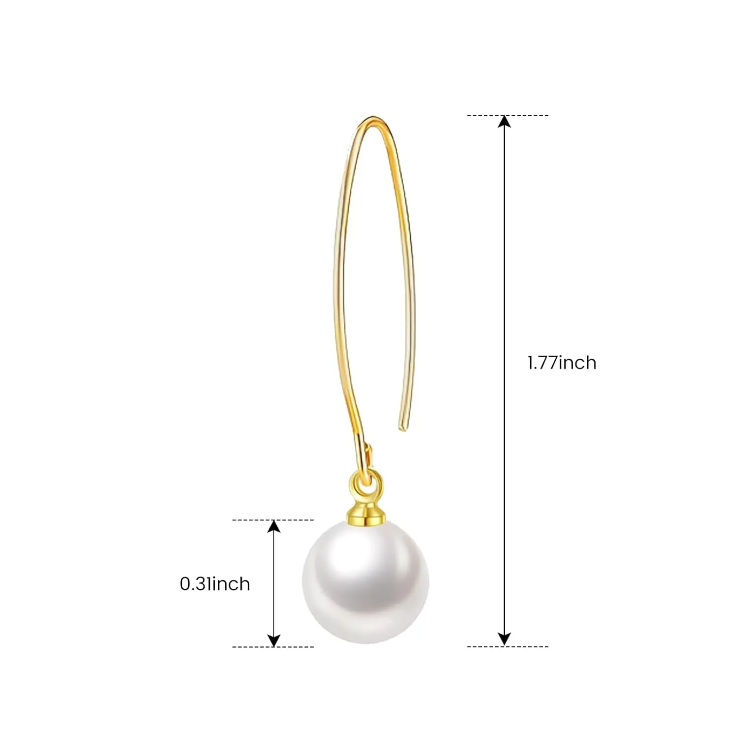 Pearl Earrings for Women, 14k Gold Pearl Drop Dangle Earrings,Gold Pearl Threader Earrings Statement Wedding Bridal Earrings,Great for birthday,party, Christmas,Mothers Day,Present Giving.