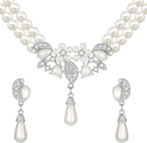Pearl Jewelry Set for Women,Pearl Necklace and Earring Set for Women Anniversary Birthday Friendship Party Valentine Gif