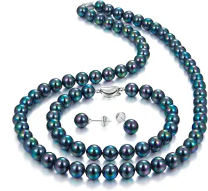 Pearl Necklace and Earring Set Include Stunning Bracelet, Pearl Jewelry Set for Women with Preserved Rose Box
