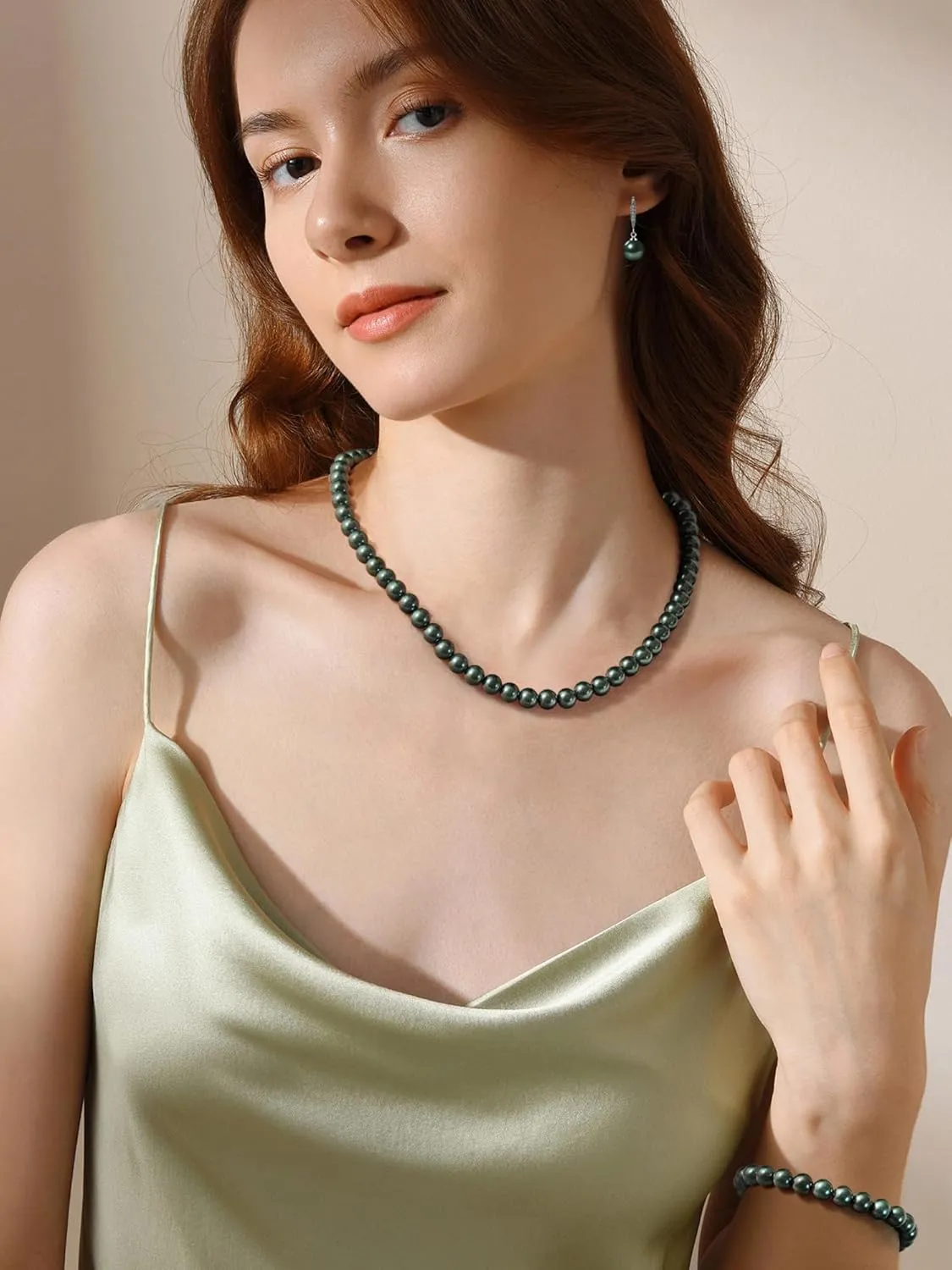 Pearl Necklaces for Women Men - 8mm Round Pearl Jewelry Set Includes White Pearls Bracelet and Earrings Girlfriend Her Mothers Day Gifts for Mom Women Wedding Birthday Anniversary Christmas Gifts