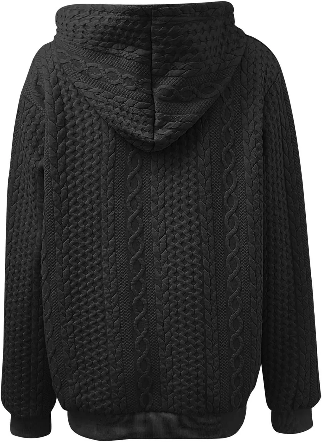 PETYCZEN Fall Sweatshirts for Women Casual Long Sleeve Lightweight Cable Knit Oversized Hoodie Drawstring Pullover Tops