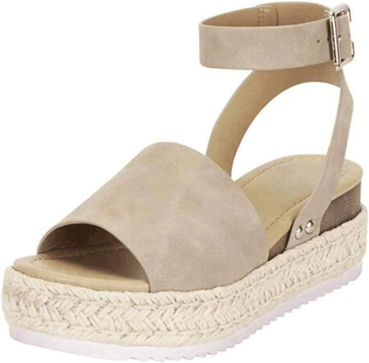 Platform Sandals for Women Buckle Ankle Strap Open Toe Espadrilles Wedge Casual Sandal Womens Platform Sandals Women Summer Beach Sandal