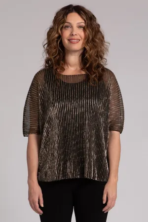 Pleated Mesh Nu Clip Top | Black/Gold