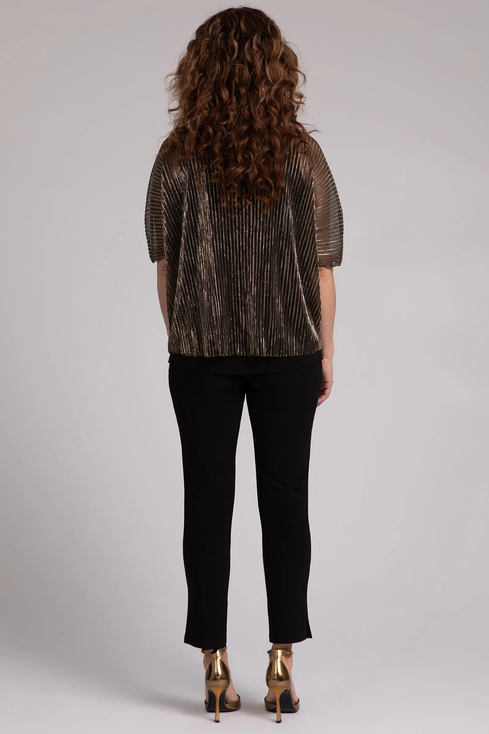 Pleated Mesh Nu Clip Top | Black/Gold