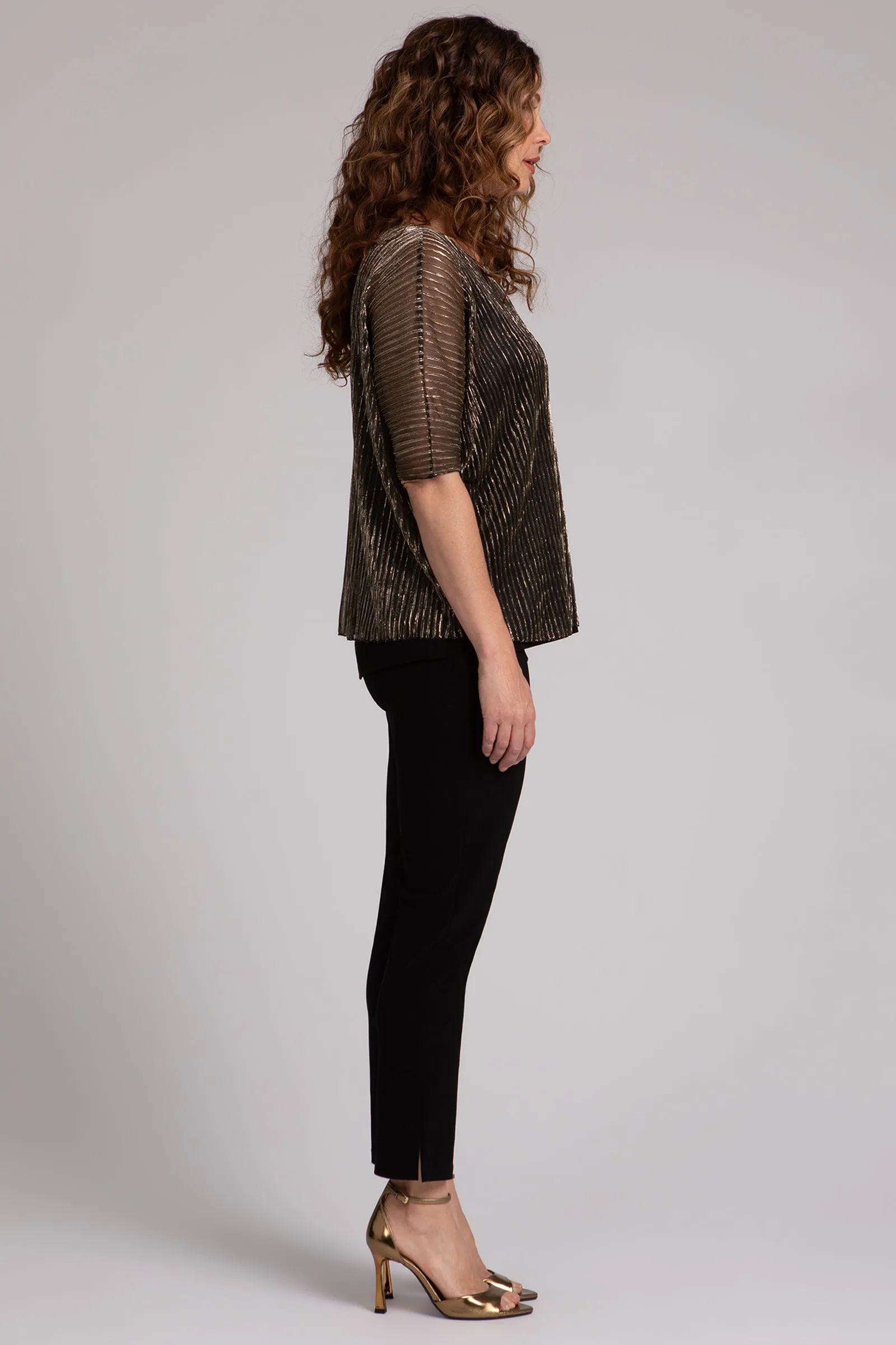 Pleated Mesh Nu Clip Top | Black/Gold